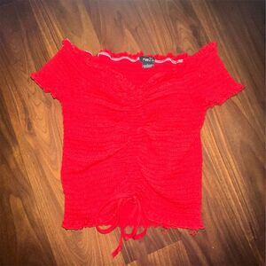 Rue21 Women's Red Off-Shoulder Scrunched Crop Top Size L